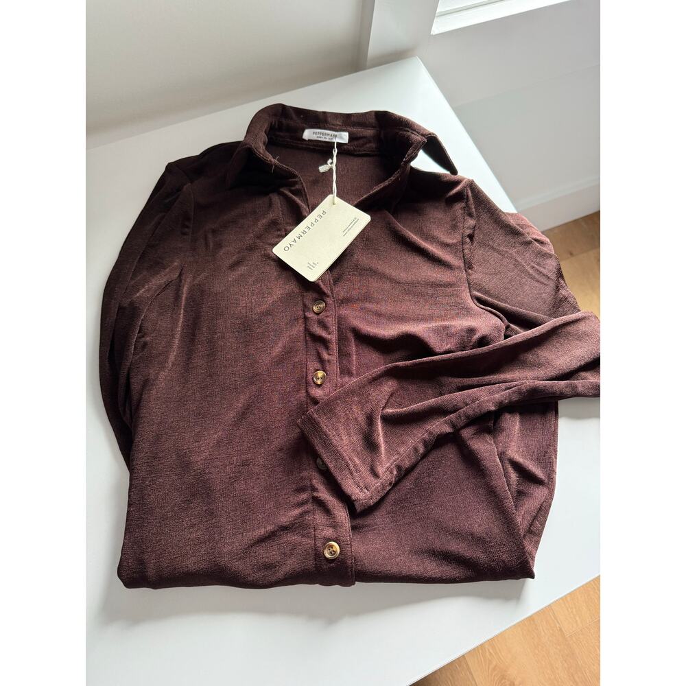 $60 New peppermayo Ring My Bell Mini Dress - Brown - size 4 - Picture 9 of 9